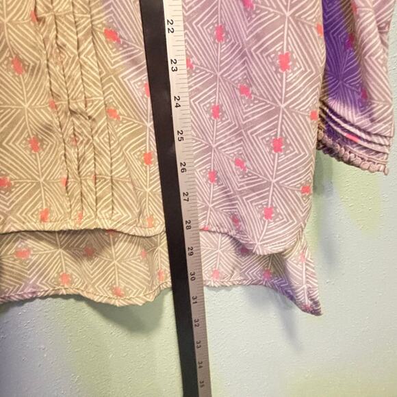 Women's Sigrid Olsen Grey Pink Geometric Tunic Top M - Picture 8 of 9